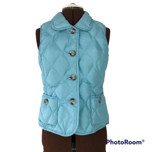 Talbots Petite Light Blue Down Filled Puffer Vest - Picture 1 of 5